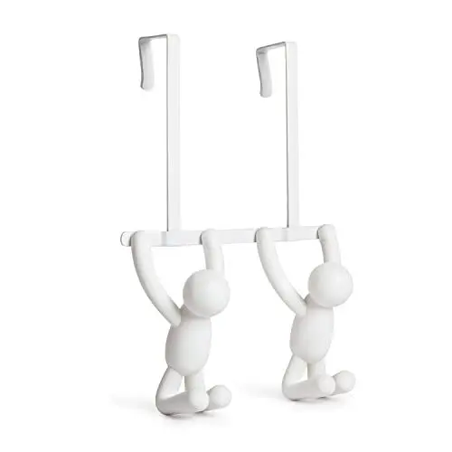 Produktbild: Umbra 1004260-660 Buddy Türgarderobe mit Doppelhaken, Plastik, weiß, 21.6 x 30.5 x 10.8 cm, Weiss
