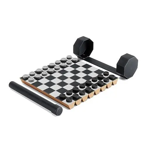 Produktbild: Umbra 1016814-040 Rolz Spieleset Schach und Dame, zusammenrollbar mit Aufbewahrungsbox, ideales Reisespiel