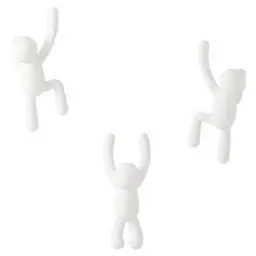 Produktbild: Umbra Buddy Haken - Dekorative Wandhaken Garderobe für Jacken, Schals, Taschen, Rucksäcke, Handtücher und Mehr, 3er-Set, Weiss