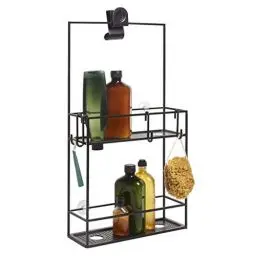Produktbild: Umbra Cubiko Duschregal, Duschablage, Dusch Caddy mit 2 Ablagefächern aus Metall, 30,5 x 60 x 11 cm, Schwarz