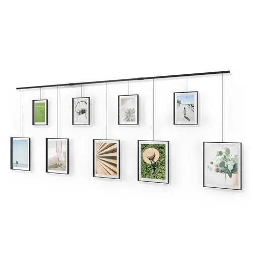 Produktbild: Umbra Exhibit Foto Collage, Flexibles Bilderrahmen-Set zur Horizontalen und Diagonalen Anbringung, 9 Rahmen, Schwarz