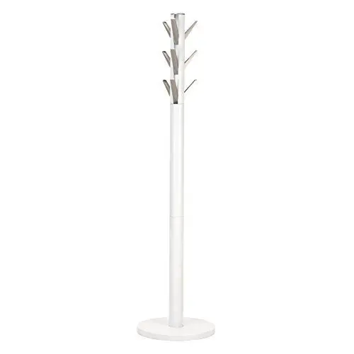 Produktbild: Umbra Flapper Garderobenständer – Kleiderständer mit 9 herunterklappbaren Haken für Flur und Büro, Holz, Weiss, 57.2 x 57.2 x 165.1 cm, Weiß
