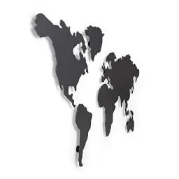 Produktbild: Umbra Mappit Wanddekoration, Magnetische Weltkarte mit 12 Magneten, Titan, Silber, 52.07 x 2.54 x 33.02 cm