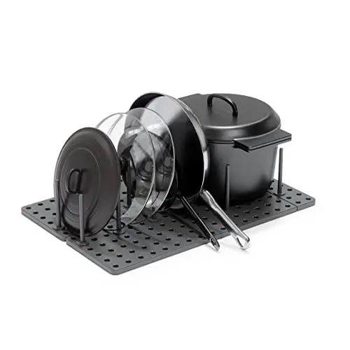Produktbild: Umbra Peggy Schubladen Organizer Küche, Küchenschrank Ordnungssystem zur Aufbewahrung von Töpfen, Deckeln, Containern und Mehr, 2-er Set, Anthrazit, 45x30x10