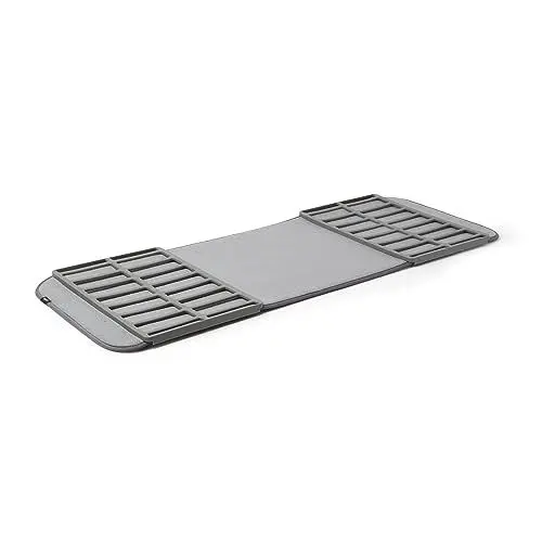 Produktbild: Umbra Shoe Dry Schuhabtropfmatte – Wasserabsorbierende Schuhmatte mit integrierter Schuhabtropfschale und Schuhablage für 4 Paar Schuhe, Dunkelgrau