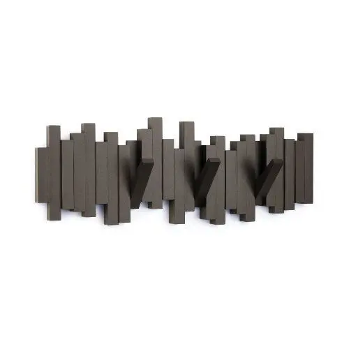 Produktbild: Umbra Stäbchen Garderobenhaken – Moderne und Platzsparende Garderobenleiste mit 5 Beweglichen Haken für Jacken, Mäntel, Schals, Handtaschen und Mehr, Espresso