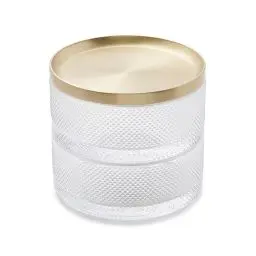 Produktbild: Umbra Tesora Schmuckkasten – Stapelbare Schmuckdose zur Aufbewahrung und Ablage von Ringen, Ohrringen, Ketten, Uhren, Armbändern und Accessoires, Metall / Glas, Messing