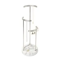 Produktbild: Umbra Tesora Schmuckständer für Ketten mit Integrierter Schmuckablage für Ringe, Ohrringe, Armbänder, Uhren und Accessoires, Metall/Kunstharz, Weiss/Nickel,