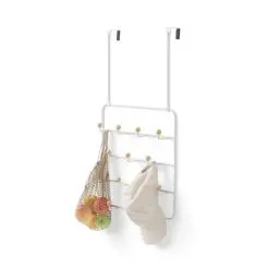 Produktbild: Umbra Estique Multifunktionale Türgarderobe mit 14 Haken, Türhaken ohne Bohren, Multiorganizer über der Tür hängend, Wandgarderobe, Weiss