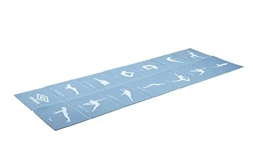 Produktbild: Umbro Faltbare Gymnastikmatte - 174 x 62 CM - Yogamatte - Anti-Rutsch - 13 Übungen im Druck - Blau