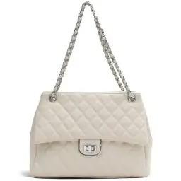 Produktbild: Umhängetasche Damen Klein Handtaschen - PU Leder Crossbody Bag für Frauen Unterarmtasche Elegante Schultertasche Metallic Kette Riemen Lingge Tasche Kleine Gesteppte Abendtasche Citytasche(Beige)