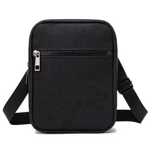 Produktbild: Umhängetasche Herren Schultertasche Crossbody Herrentasche Handytasche Herrenhandtasche Kleine Umhängen Tasche Shulder Bag Messenger für Freizeit Urlaub Ausflug (Schwarz Umhängetasche Herren&Damen)