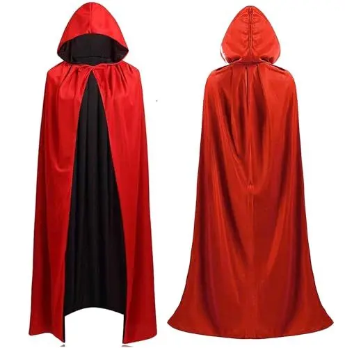 Produktbild: Umhang rot & schwarz mit Kaputze - für Halloween & Fasching & Karneval Vampir Kostüm für Kinder & Erwachsene, Beidseitig