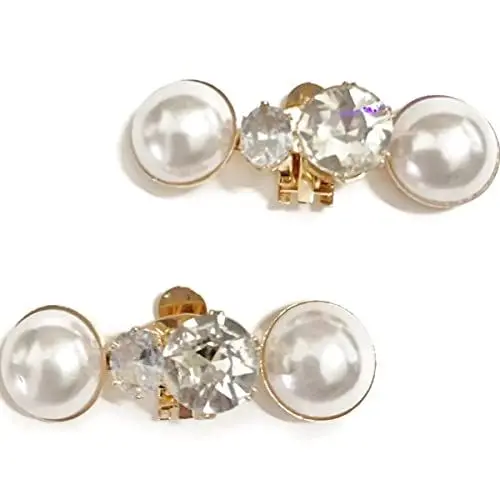 Produktbild: Umiin Schuhclip, Schuhschmuck, Schuhdekoration mit Perlen und Strass, Kristall, Brautaccessoires, Schuhschnalle für Hochzeit, Party (Perle-2)
