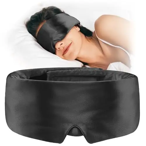Produktbild: Umisleep Weiche Schlafmaske, Verbesserte 3D-Nasenpads, Atmungsaktive Augenmaske mit breitem Kopfband, Verstellbarer für Herren und Frauen (Schwarz)