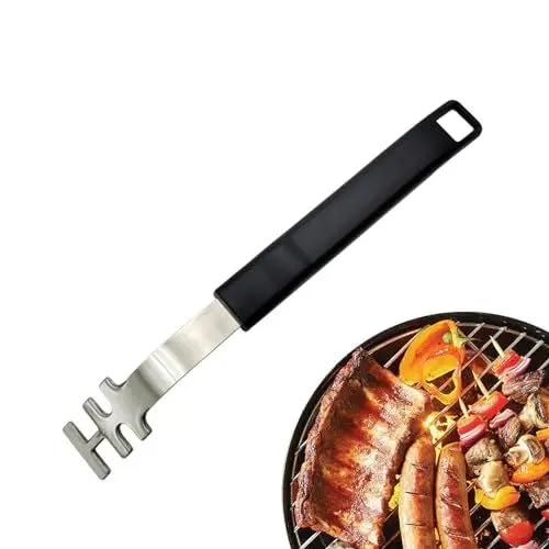 Produktbild: UMLIPOT Grillrostheber Edelstahl Heber für Grillrost Grillzubehör Gusseisen und Edelstahlroste BBQ Zubehör für Camping Utensil Universal Grillwerkzeug Griff 28 cm,Ideal für BBQ und Camping