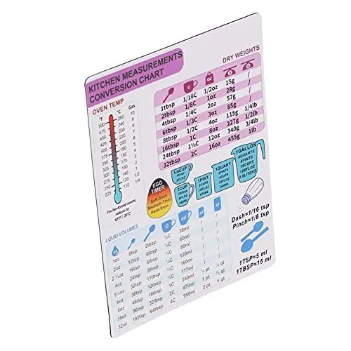 Produktbild: Umrechnungstabelle für die Küche, Magnetische Gewichtsumrechnungstabelle, Flüssigkeitstemperatur-Leitblatt, 20 X 18 X 1, Umrechnungstabelle für das Küchengewicht (1 Einzelstück)
