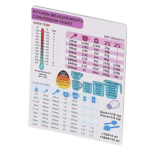Produktbild: Umrechnungstabelle für die Küche, Umrechnungstabelle für die Küche, Magnetisches Gewicht, Flüssigkeitstemperatur, Kochzubehör, Umrechnungstabelle für die Küche, Umrechnung der