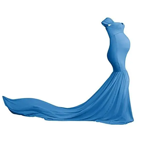 Produktbild: Umstandskleid Schwangere Elegante Fotografie Stützen Mutterschaft Schulterfreies Meerjungfrau Langes Abendkleid Damen Chiffon Hochzeit Maxikleid Fotoshooting Kostüme Umstandsmode Kleidung Himmelblau