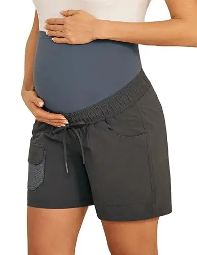 Produktbild: Umstandsshorts Weites Bein Elastische Taille Aktive Shorts mit Taschen