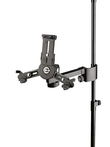 Produktbild: K&M 19796 Tablet-PC-Halter Schwarz - Zubehör für Mikrofon-Stative, neigbar- flexibel geeignet für gängige Marken