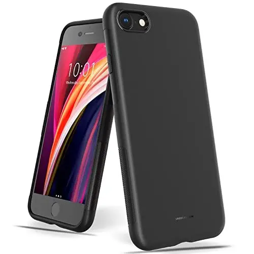 Produktbild: UNBREAKcable Kompatibel mit iPhone SE 2022 Hülle/SE 2020 Hülle, iPhone 8/7 Hülle - (Fallschutz, rutschfest) Weiche, mattierte TPU Ultra-dünne Stylische Handyhülle, Case, Cover - Matt Schwarz