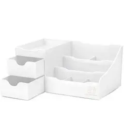 Produktbild: UNCLUTTERED DESIGNS Großer Weißer Schminktisch-Organizer - Kosmetik Aufbewahrung, Schönheit, Haare, Nägel, Parfüm & Hautpflege - Perfekt Bad & Schlafzimmer Schreibtisch Organizer Schubladen