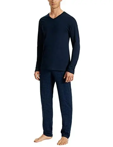 Produktbild: Uncover by Schiesser Herren Pyjamas Schlafanzug lang, Nachtblau, 50 EU
