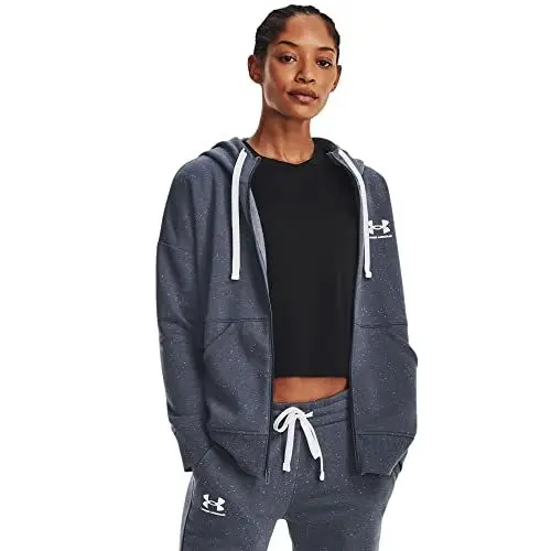 Produktbild: Under Armour Damen Rival Fz Hoodie Fleece Tops, (044) Downpour Gray White White, M EU