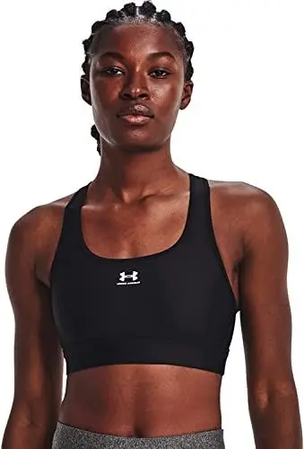 Produktbild: Under Armour Damen Ua Authentics Mid Padless Sport BH Mit Mittlerer Unterstützung, Schweißableitender Ohne Polster, Schwarz, M EU