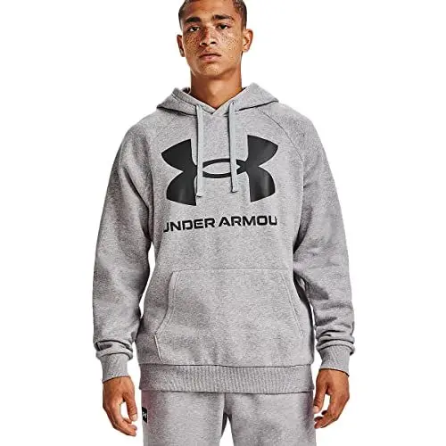 Produktbild: Under Armour Rival Fleece Big Logo Trainingskapuzenpullover Herren hellgrau/schwarz, XXXL