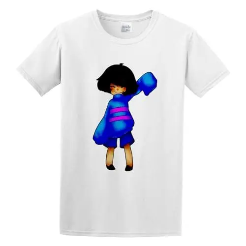 Produktbild: Undertale Tniny Frisk Unisex Crew Neck Cotton Tee Men's Short-Sleeve T-Shirts White L