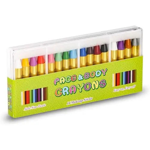 Produktbild: UNEEDE Halloween Kinderschminke Farben Faschingsschminke Kinder Set,Sicherheit Bodypaint Farbe,Einfach auf Leicht aus Kinder Tattoo, Ungiftig (16PCS)
