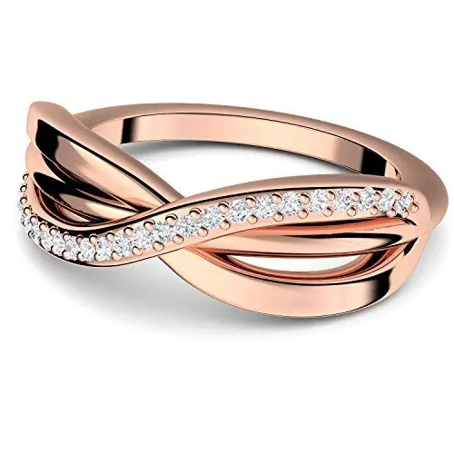 Produktbild: Unendliche Liebe Ring Rosegold von AMOONIC mit Zirkonia (Silber 925 hochwertig vergoldet) Infinity Verlobungsring +Inkl. LUXUSETUI Unendlichkeits Ring Goldring Unendlichkeit FF586VGRSZIFA58