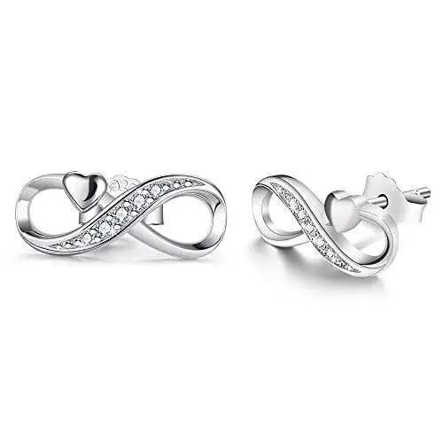 Produktbild: Unendlichkeit Ohrringe 925 Sterling Silber Ohrstecker Für immer Liebe Akzent Modeschmuck für Frauen Mädchen mit Geschenkbox (Mit Liebe)