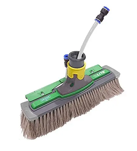 Produktbild: UNGER nLITE Power Bürste komplett 28 cm (ungesplissen, inkl. Schlauch + Schnellanschluss, Bürstenkopf schwenkbar 180°, Bürste mit Stoß-/Kantenschutz, für Reinwasser-Reinigung) NUK28