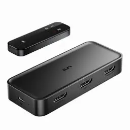 Produktbild: uni HDMI Switch 4K@60Hz, HDMI Splitter 3 In 1 Out, HDR HDMI Verteiler 3D mit Fernbedienung, kompatibel mit Laptop, PS5/4/3, Ruko, Apple TV, Fire Stick, Blu-Ray Player usw.