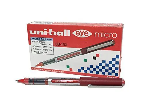 Produktbild: Uni-Ball 9000502 Eye Tintenroller Mikro 0,5 mm Spitze 0,2 mm Strichbreite 12 Stück rot