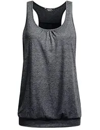 Produktbild: UNibelle Tank Top Damen Yoga Shirt Lauf Sporttop Unifarben Tanktop Ärmellos Racerback Fitness Oberteil, Dunkelgrau, XXL