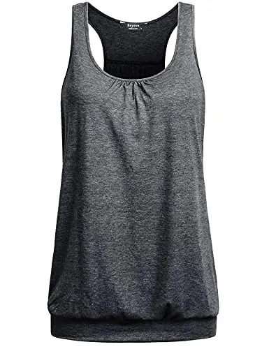 Produktbild: UNibelle Damen Yoga Tank Top Atmungsaktive Shirt Top Sport Tanktop Ärmellos Fitness Oberteil Racerback, Dunkelgrau, M