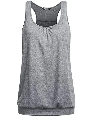 Produktbild: UNibelle Tank Top Damen Yoga Shirt Top Sport Tanktop Ärmellos Racerback Fitness Oberteil Training, Hellgrau, L