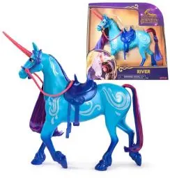 Produktbild: Unicorn Academy Einhorn River - ca. 28 cm großes Einhorn von Isabel zur beliebten Netflix-Serie, mit beweglichem Kopf, abnehmbarem Zaumzeug und Sattel für realistisches Rollenspiel, ab 4 Jahren