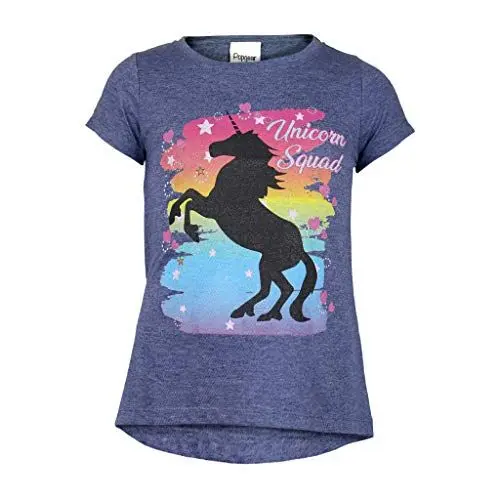 Produktbild: Unicorn Squad Rainbow T Shirt, Mädchen, 104-134, Navy Heather, Offizielle Handelsware