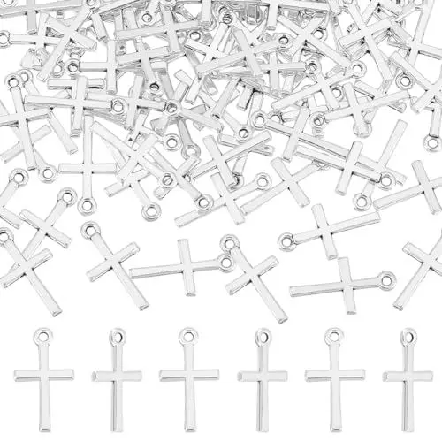 Produktbild: UNICRAFTALE 100 Stk Kreuz Charms Tibetischen Stil Kreuz Anhänger Legierungs Charms Metall Anhänger Antik Silber Kleine Punk Charms Für Schmuckherstellung Bastel Zubehör Für DIY Halsketten Armbänder