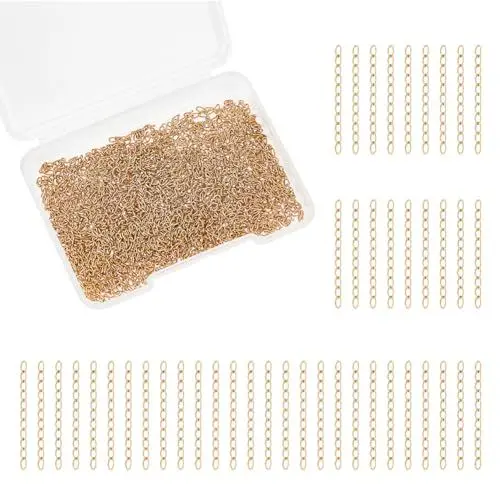 Produktbild: UNICRAFTALE 120 Stück Kettenverlängerung Gold 25mm Lange Endketten Kettenverlängerung Edelstahl Goldene Ketten Armband Verlängerung Halskette Schmuckherstellung Kette Für Die DIY Schmuckherstellung