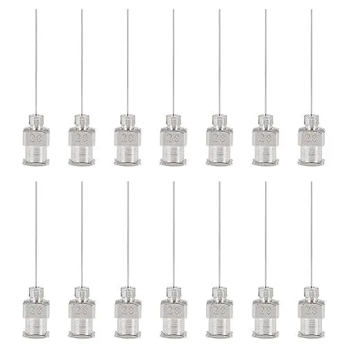 Produktbild: UNICRAFTALE 15 Stück Dosiernadeln 304 Edelstahl Nadeln Mit Stumpfer Spitze Dosiernadeln Mit Stumpfer Spitze Luer Lock Nadeln Metall Stumpfe Nadeln Zubehör Für Leimdosiermaschinen Loch 0.2 mm