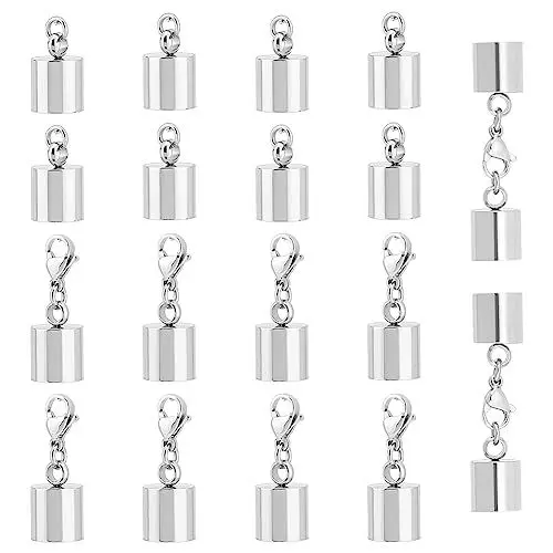 Produktbild: UNICRAFTALE 20 Stk Edelstahl 9mm Lederschnur Ende Mit Biegeringen Ende Kapps Karabinerverschlüsse Metall Endkapps Schmuck Verschlüsse Für DIY Schmuckherstellung Kit