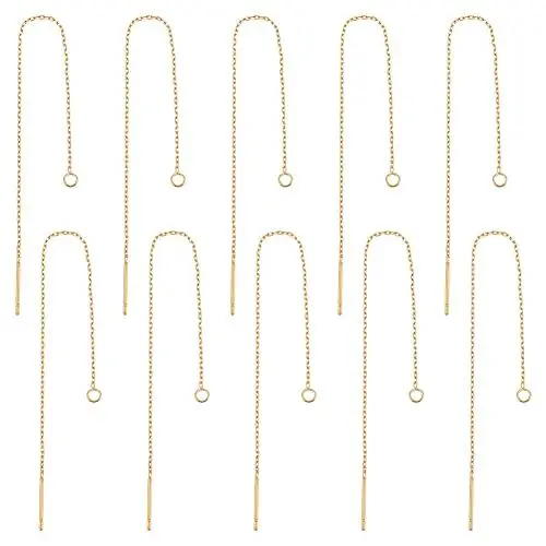 Produktbild: UNICRAFTALE 20 Stück Goldene Edelstahl Ohrfäden 109 mm Lange Schnur Ohrring Mit Schlaufen Tropfen Ohrring Einfädler Ohrringhaken DIY Ohrring Schmuckzubehör Für Frauen Ohrring Schmuckherstellung