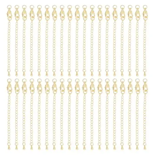 Produktbild: UNICRAFTALE 24 Set 24 Karat Vergoldete Kettenverlängerung 65mm Endketten Kettenverlängerung Goldene Ketten Armband Verlängerung Halskette Schmuckherstellung Kette Für Schmuckherstellung