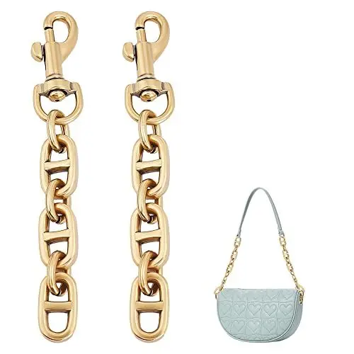 Produktbild: UNICRAFTALE 2 STK Taschen Verlängerungsketten Kurz 12cm Antik Goldene Crossbody Schultertaschenriemen Verlängerungsketten Mit Drehbarer Augenschraube Ersatz Karabinerhaken Für Taschenriemen